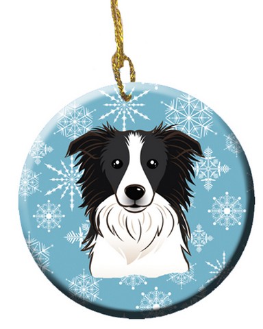 Snowflake Border Collie Ceramic Ornament