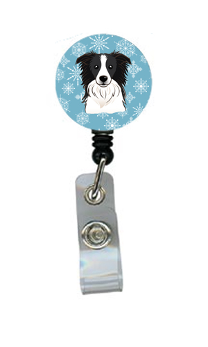 Snowflake Border Collie Retractable Badge Reel