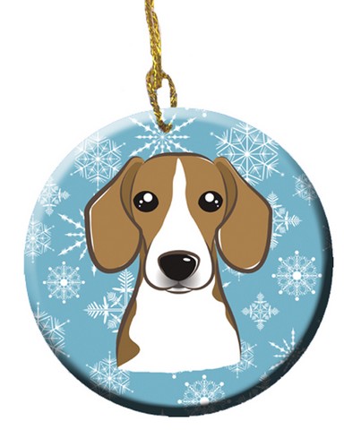 Snowflake Beagle Ceramic Ornament