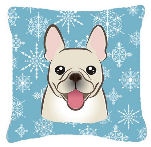 Snowflake French Bulldog Fabric Decorative Pillow