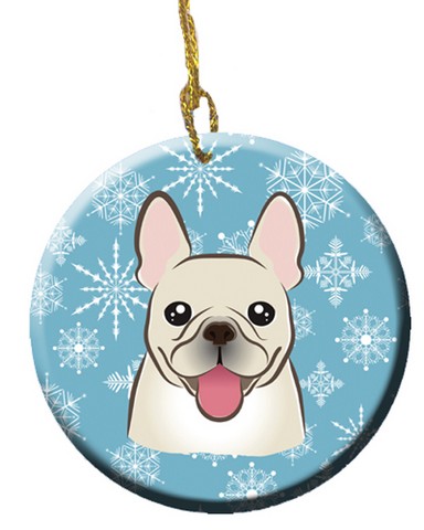Snowflake French Bulldog Ceramic Ornament