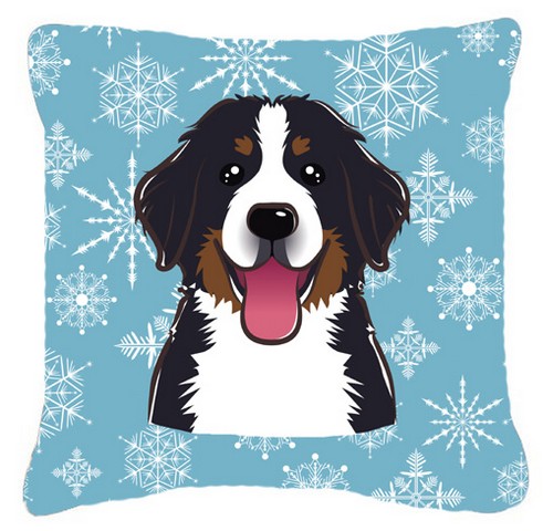 Snowflake Bernese Mountain Dog Fabric Decorative Pillow