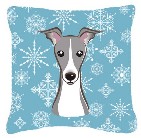 Snowflake Italian Greyhound Fabric Decorative Pillow