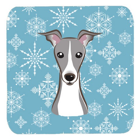 Snowflake Italian Greyhound Foam Coasters, Set Of 4
