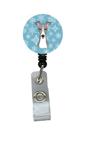 Snowflake Italian Greyhound Retractable Badge Reel