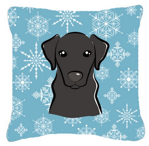 Snowflake Black Labrador Fabric Decorative Pillow