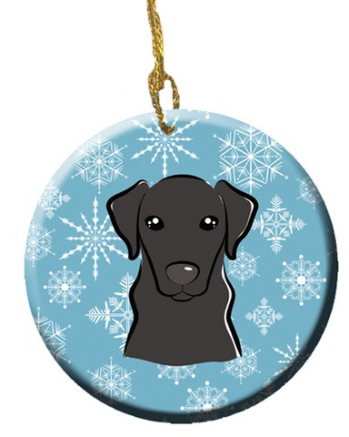 Snowflake Black Labrador Ceramic Ornament