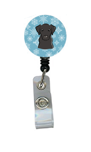 Snowflake Black Labrador Retractable Badge Reel