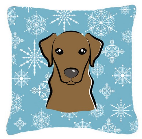 Snowflake Chocolate Labrador Fabric Decorative Pillow