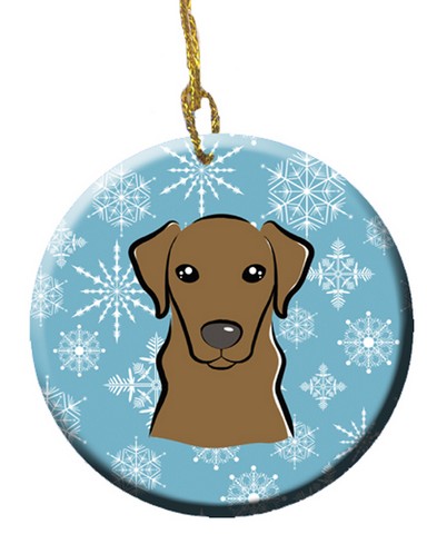 Snowflake Chocolate Labrador Ceramic Ornament