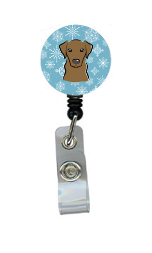 Snowflake Chocolate Labrador Retractable Badge Reel