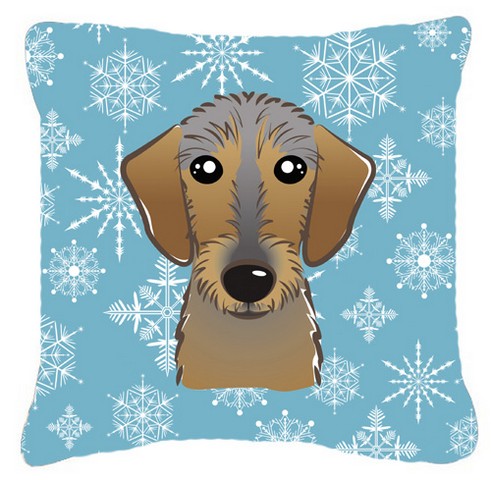 Snowflake Wirehaired Dachshund Fabric Decorative Pillow
