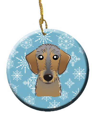 Snowflake Wirehaired Dachshund Ceramic Ornament