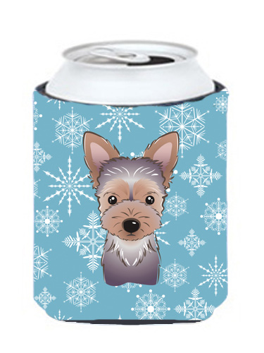 Snowflake Yorkie Puppy Can & Bottle Hugger