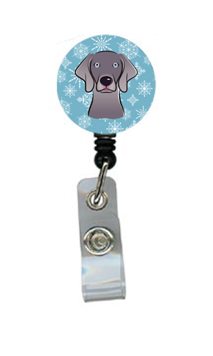 Snowflake Weimaraner Retractable Badge Reel