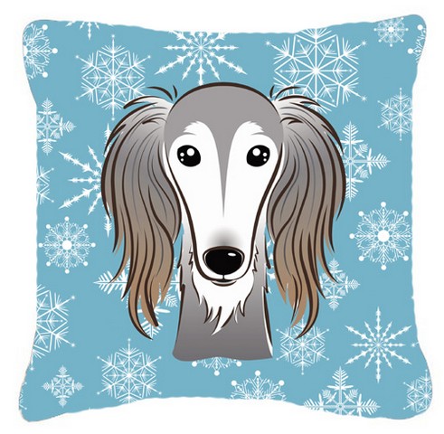 Snowflake Saluki Fabric Decorative Pillow