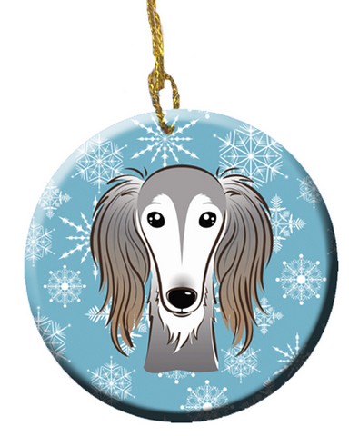 Snowflake Saluki Ceramic Ornament