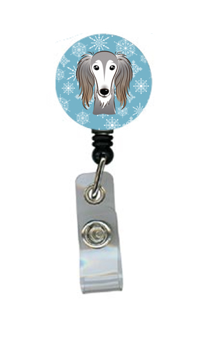 BB1663BR Snowflake Saluki Retractable Badge Reel