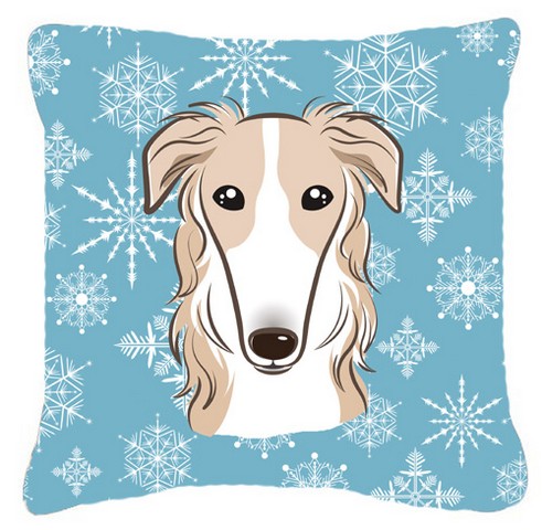 Snowflake Borzoi Fabric Decorative Pillow