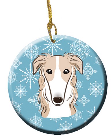BB1662CO1 Snowflake Borzoi Ceramic Ornament