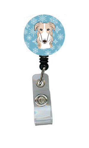 Snowflake Borzoi Retractable Badge Reel
