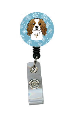 Snowflake Cavalier Spaniel Retractable Badge Reel