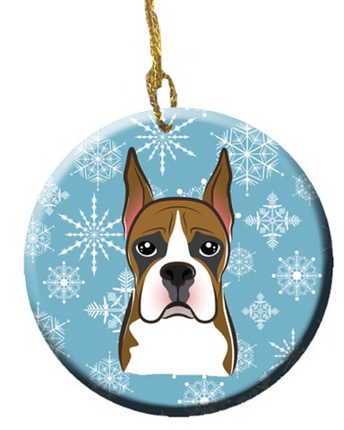 BB1657CO1 Snowflake Boxer Ceramic Ornament