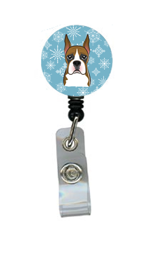 Snowflake Boxer Retractable Badge Reel
