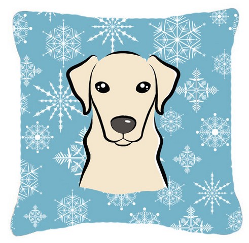 BB1656PW1414 Snowflake Yellow Labrador Fabric Decorative Pillow