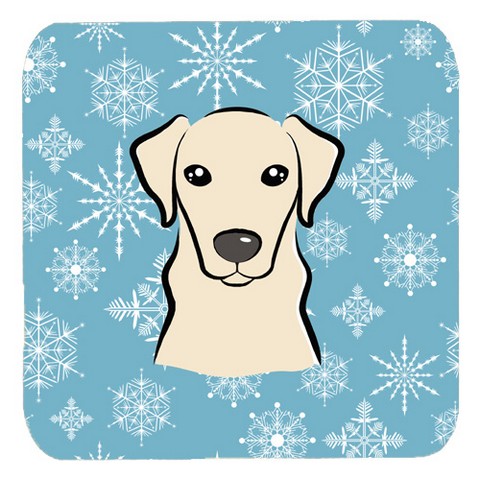 Snowflake Yellow Labrador Foam Coasters, Set Of 4
