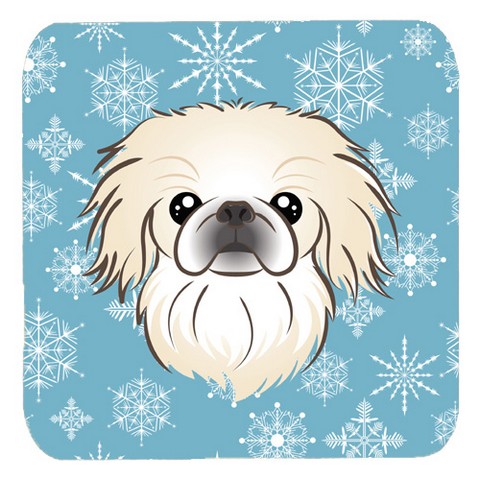 Snowflake Pekingese Foam Coasters, Set Of 4