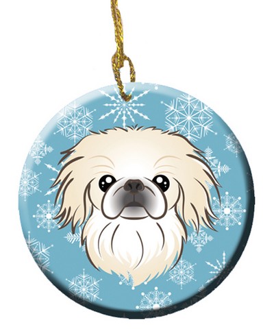 Snowflake Pekingese Ceramic Ornament