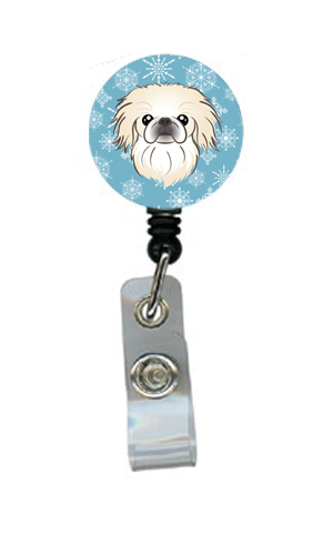 Snowflake Pekingese Retractable Badge Reel