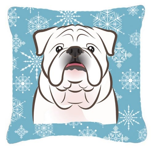 Snowflake White English Bulldog Fabric Decorative Pillow