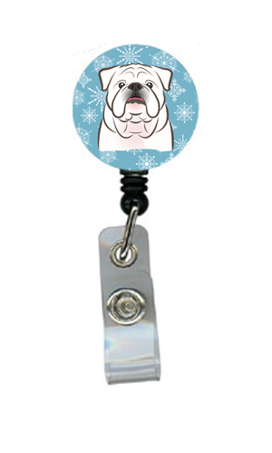 Snowflake White English Bulldog Retractable Badge Reel