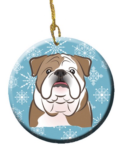 Snowflake English Bulldog Ceramic Ornament