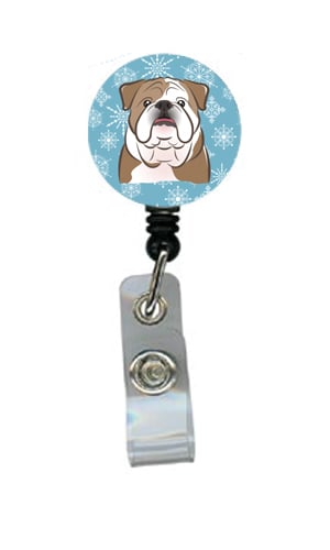 Snowflake English Bulldog Retractable Badge Reel