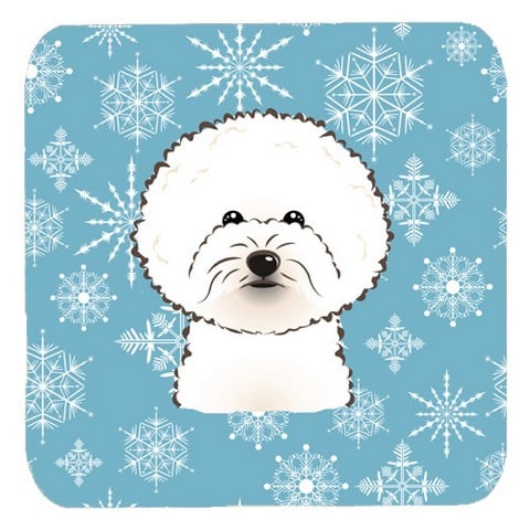 Snowflake Bichon Frise Foam Coasters, Set Of 4