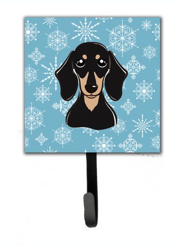 Snowflake Smooth Black And Tan Dachshund Leash & Key Holder