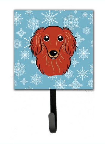 Snowflake Longhair Red Dachshund Leash & Key Holder