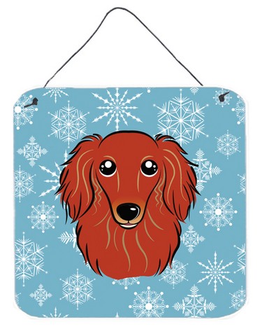 Snowflake Longhair Red Dachshund Wall and Door Hanging Prints