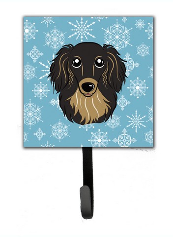 Snowflake Longhair Black And Tan Dachshund Leash & Key Holder
