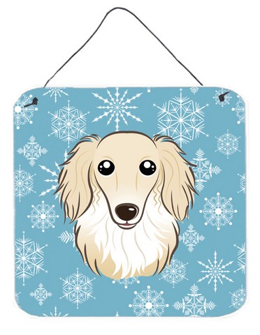 Snowflake Longhair Creme Dachshund Wall and Door Hanging Prints
