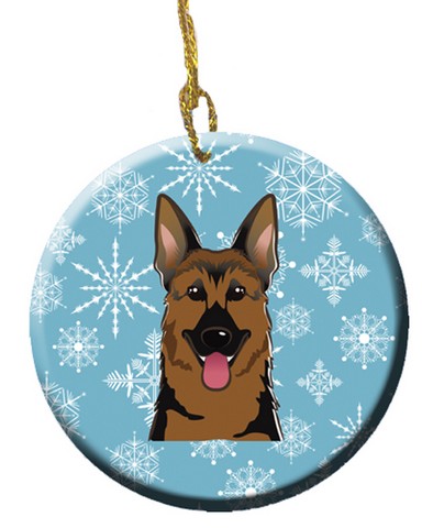 Snowflake German Shepherd Ceramic Ornament