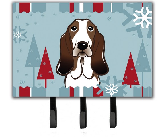 Winter Holiday Basset Hound Leash & Key Holder