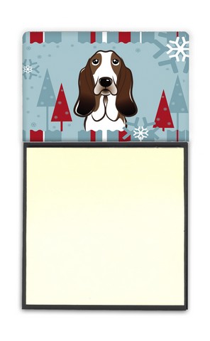 Winter Holiday Basset Hound Sticky Note Holder