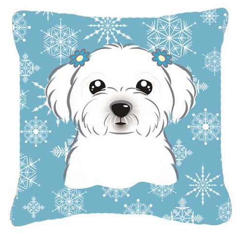 Snowflake Maltese Fabric Decorative Pillow