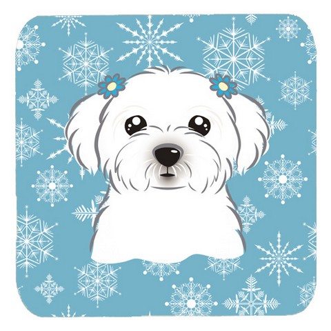Snowflake Maltese Foam Coasters, Set Of 4