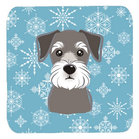 Snowflake Schnauzer Foam Coasters, Set Of 4
