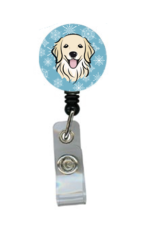Snowflake Golden Retriever Retractable Badge Reel